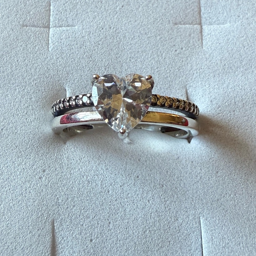 Pandora Heart-Shaped Sterling Silver Ring - Size 7-1/2